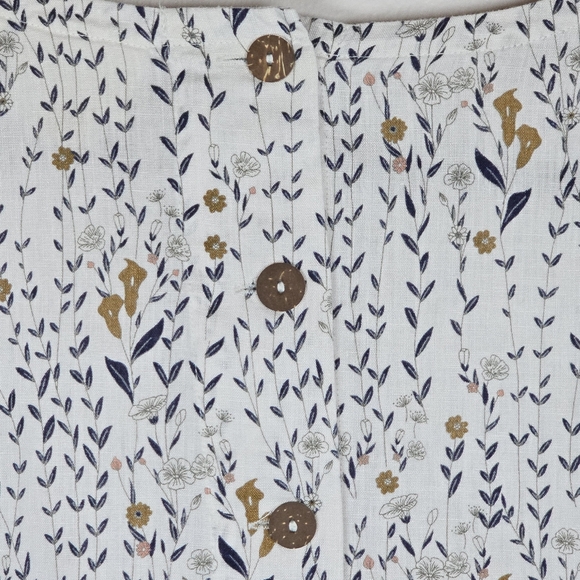 Cynthia Rowley Women's Linen Floral Top Short Sleeve Button Back Cottagecore Sm - Picture 10 of 15